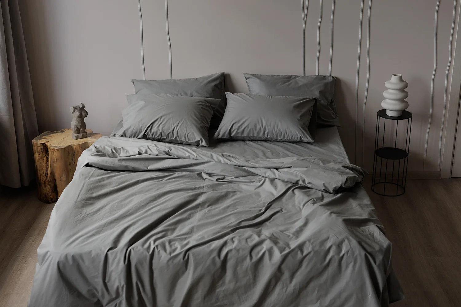 Parure de Lit 100% coton – Gris Anthracite Élégance | Morée